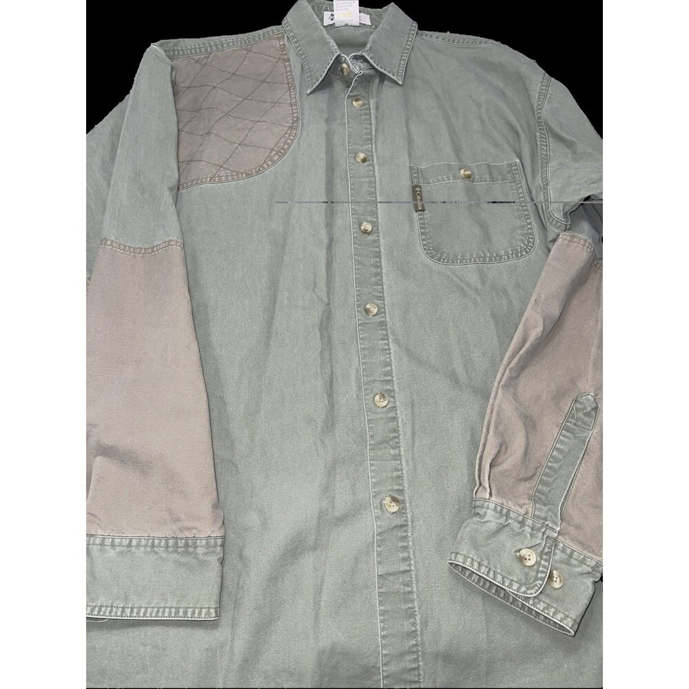 COLUMBIA Sportswear Button Down Shooting Shirt Men Large Quilted Patch Cotton